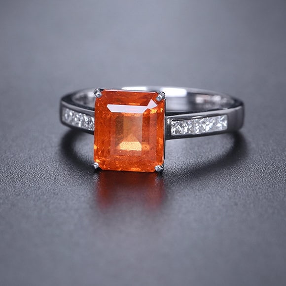 14k Gold 3.89 Ctw Natural Spessartine & Diamond Ring - 3