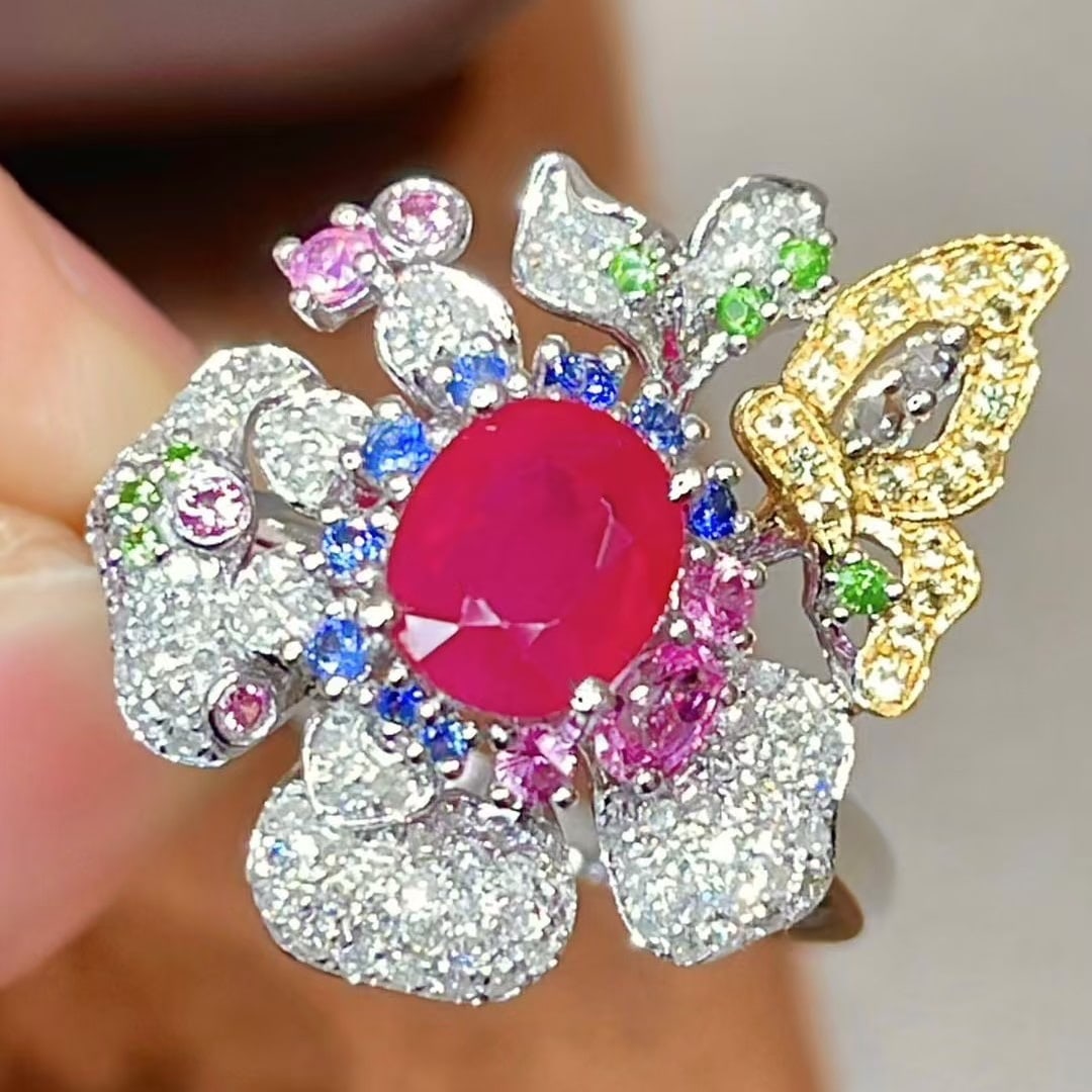 14k Gold 1 Ct Natural Ruby & Diamond Ring (1 of 4)