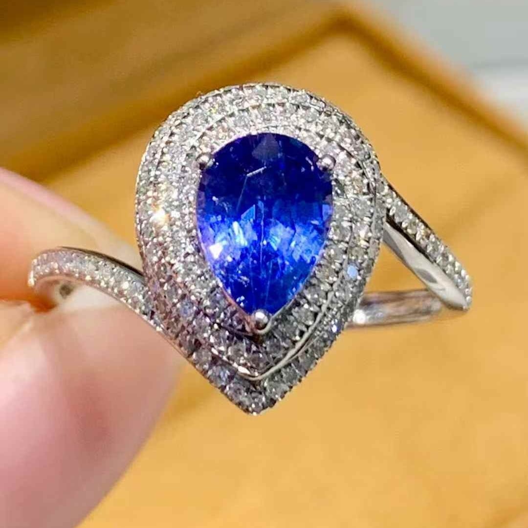 14k Gold 1.1 Ct Natural Sapphire & Diamond Ring - 3