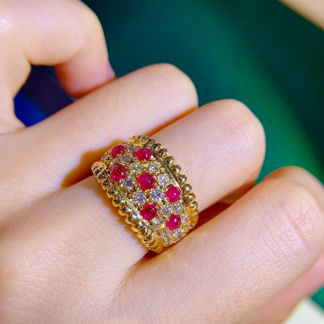 14k Gold 2.29 Ctw Natural Ruby & Diamond Ring - 7