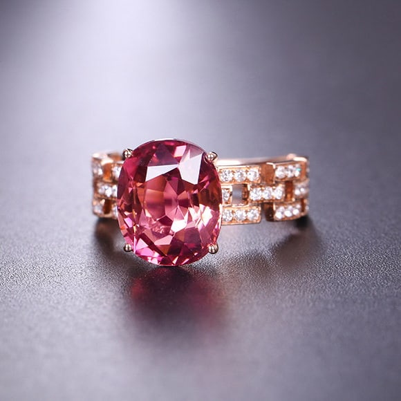 14k Gold 4.6 Ct Natural Tourmaline & Diamond Ring - 3