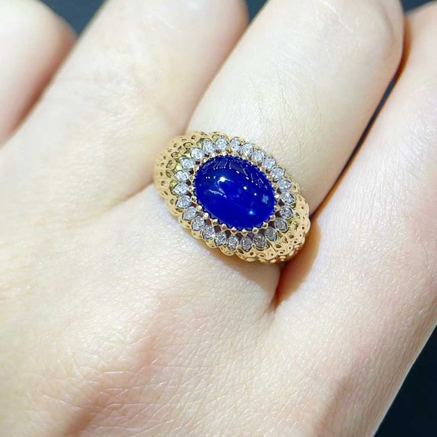 14k Gold 2.62 Ctw Natural Sapphire & Diamond Ring - 4