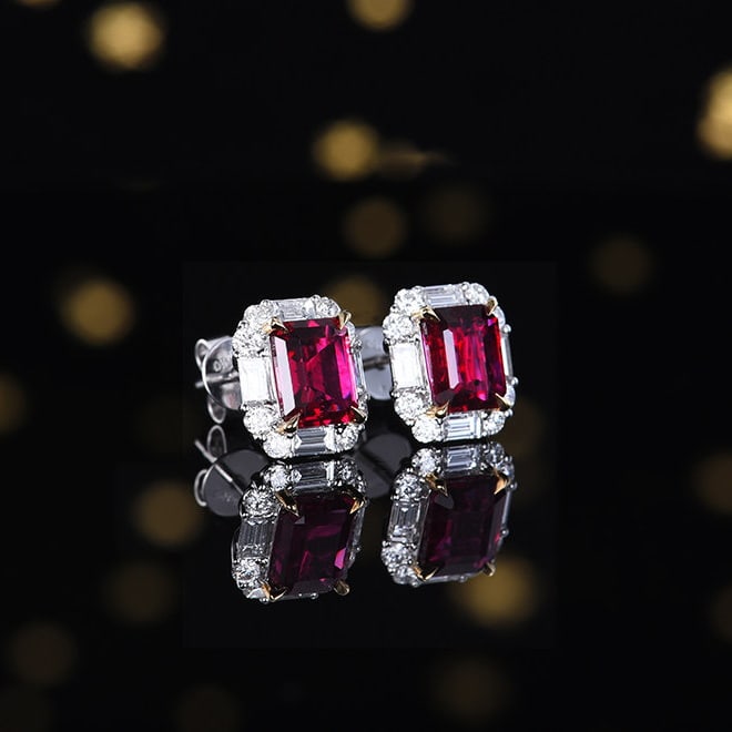 14k Gold 2.79 Ctw Natural Ruby & Diamond Earrings - 3