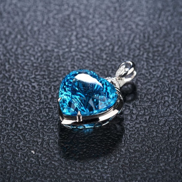 14k Gold 16.8 Ct Natural Topaz & Diamond Pendant( Without Chain ) - 6