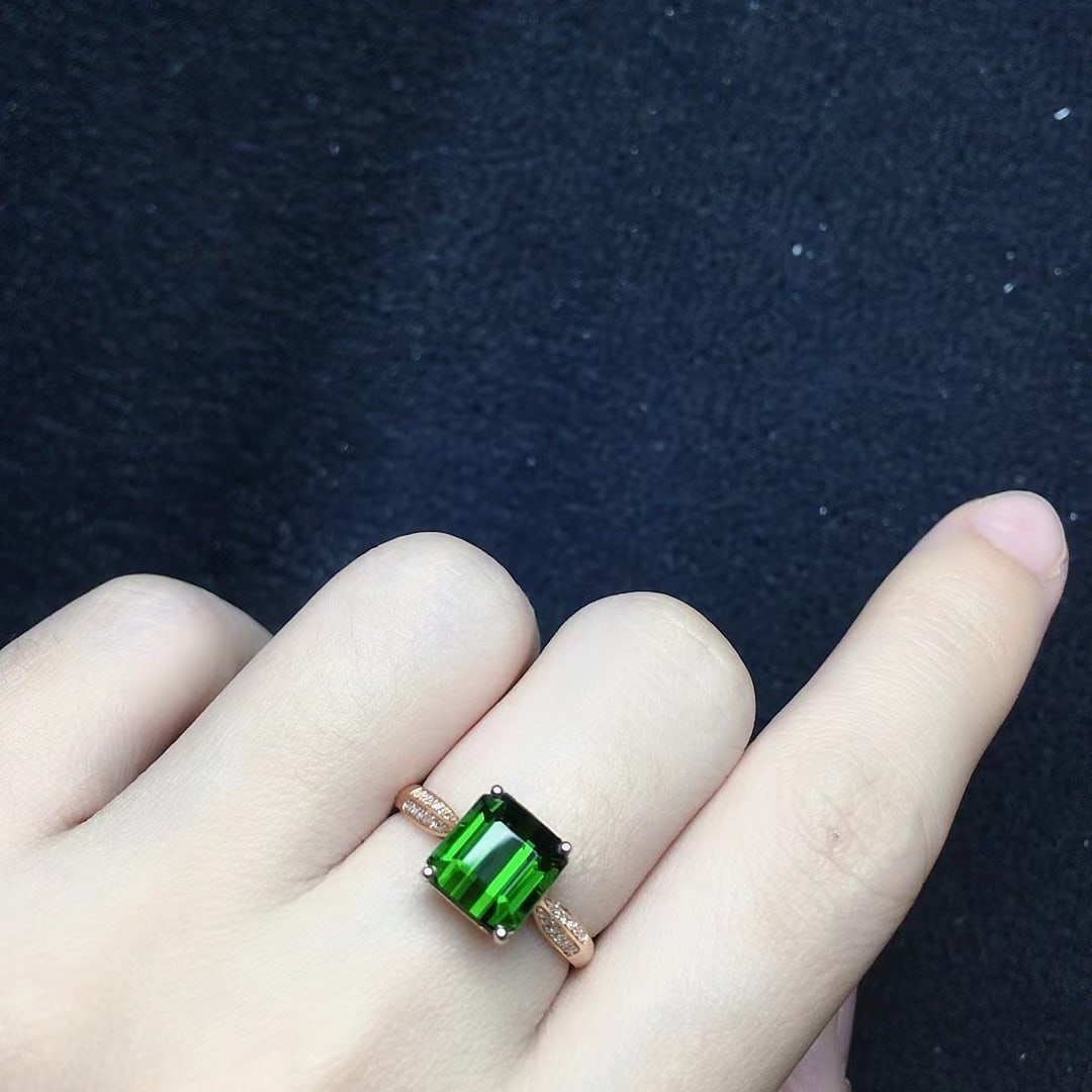 14k Gold 3.35 Ct Natural Tourmaline & Diamond Ring - 2