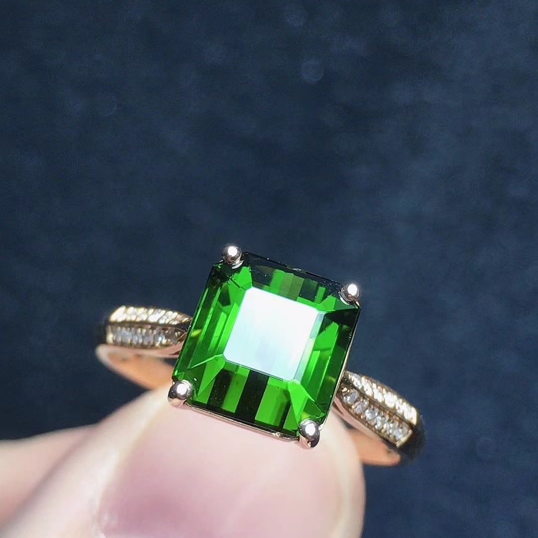 14k Gold 3.35 Ct Natural Tourmaline & Diamond Ring - 4