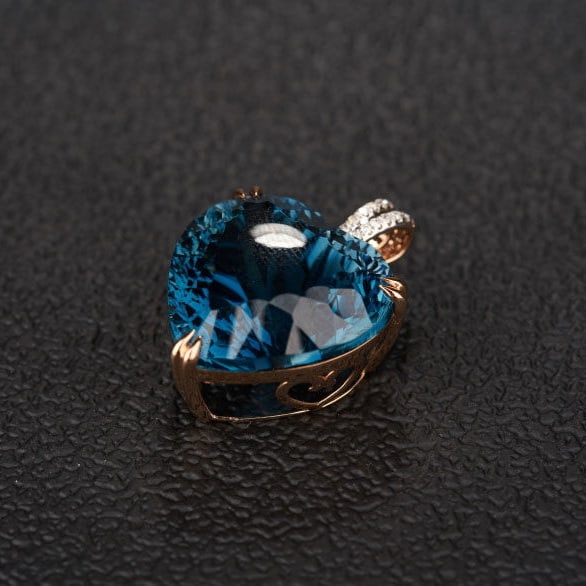 14k Gold 21.82 Ct Natural Topaz & Diamond Pendant( Without Chain ) - 6