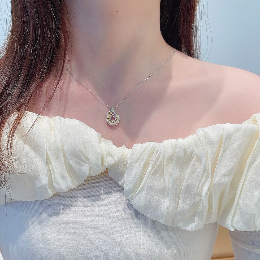 14k Gold 1.04 Ctw Natural Yellow Diamond & Diamond Necklace - 2