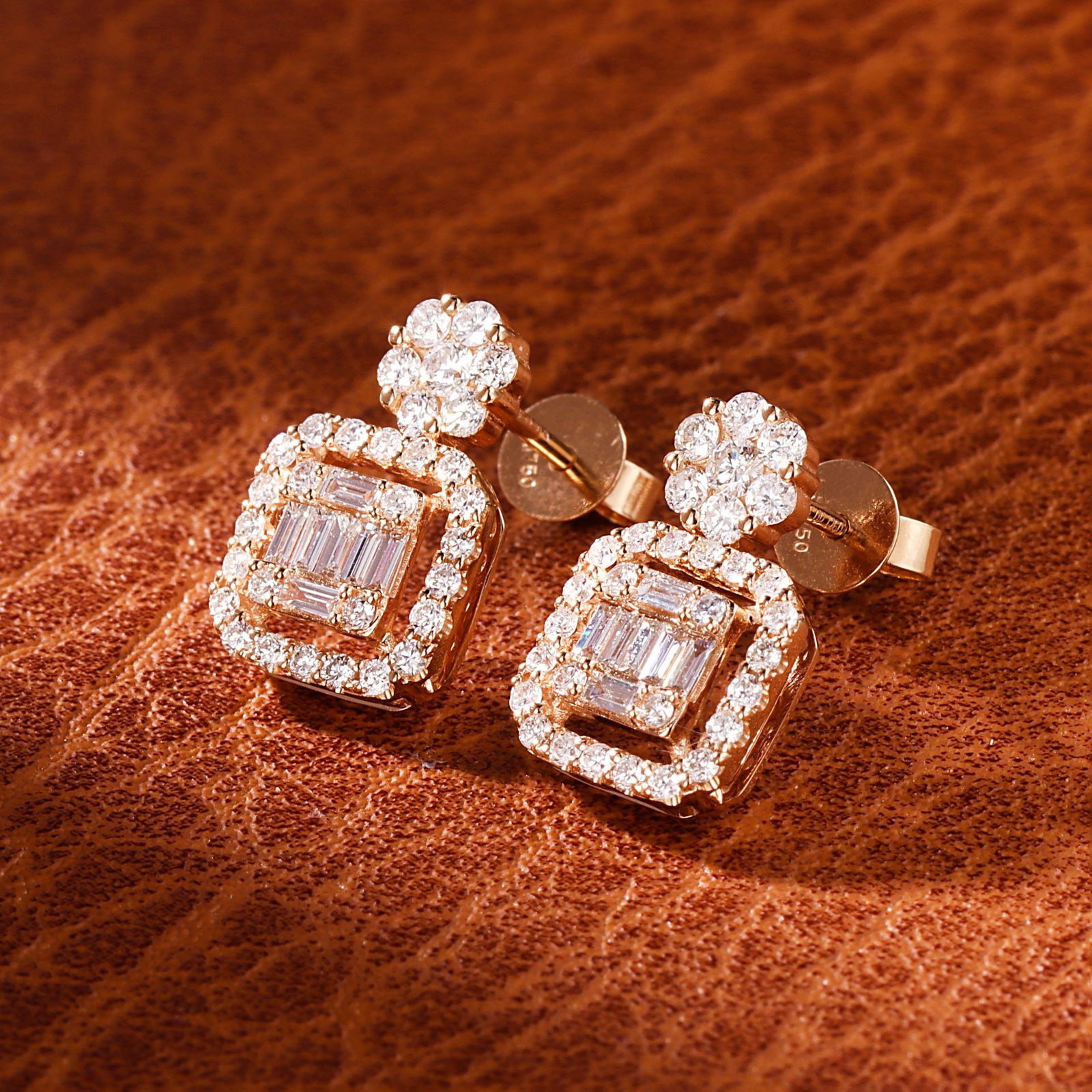 14k Gold 0.78 Ctw Natural H Diamond Earrings - 2