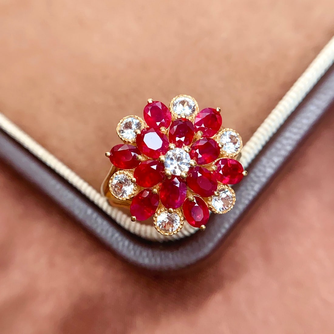 14k Gold 3.45 Ct Natural Ruby & Sapphire Ring - 3