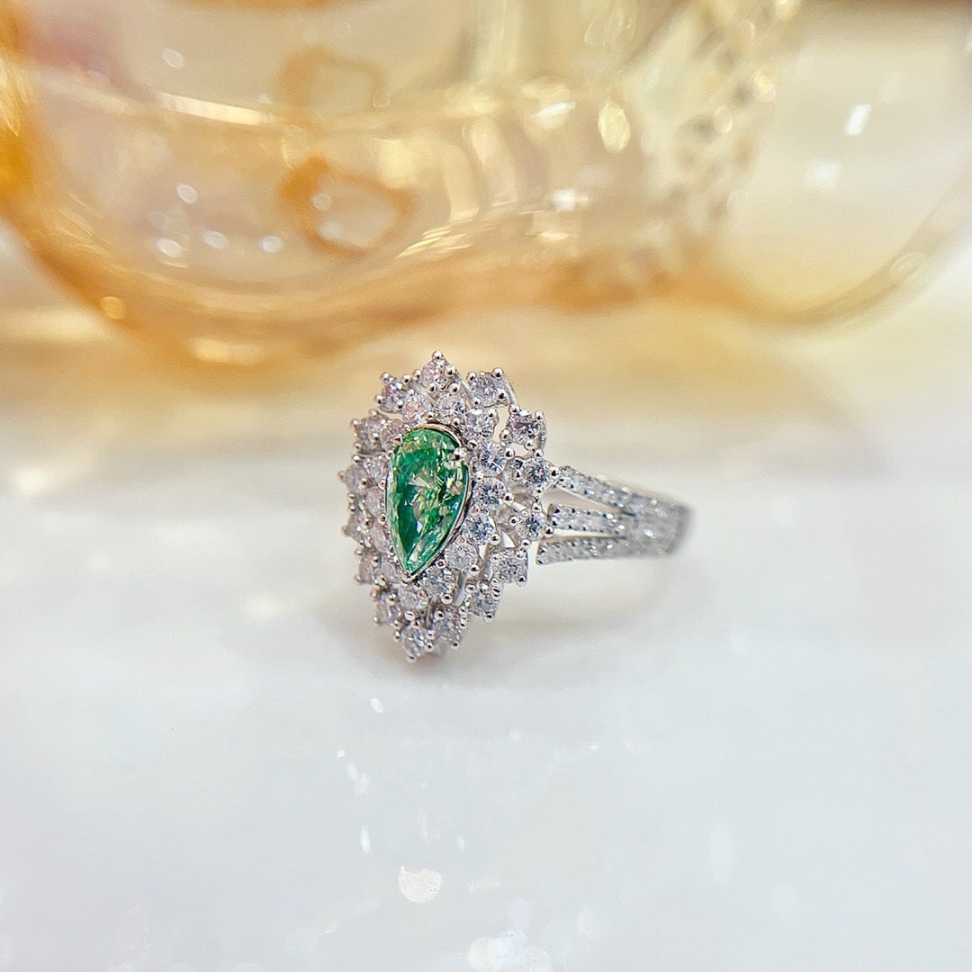 14k Gold 1.42 Ctw Natural Green Diamond & Diamond Ring/pendant( Without Chain ) - 3