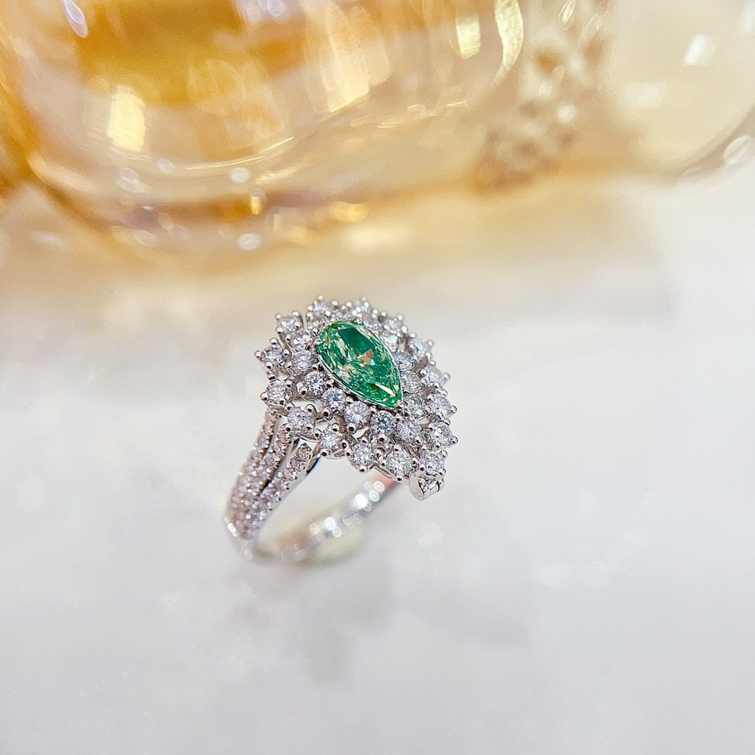 14k Gold 1.42 Ctw Natural Green Diamond & Diamond Ring/pendant( Without Chain ) - 4