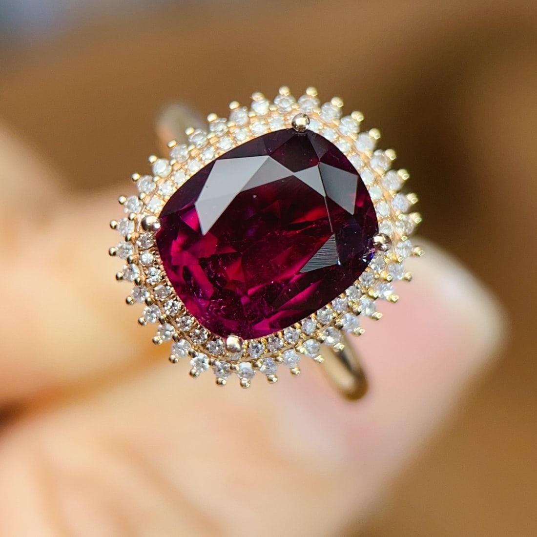 14k Gold 4.14 Ctw Natural Tourmaline & Diamond Ring - 2