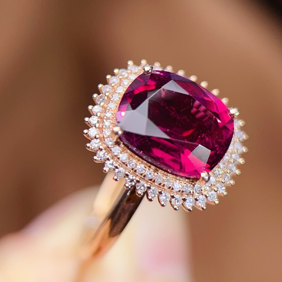 14k Gold 4.14 Ctw Natural Tourmaline & Diamond Ring - 3