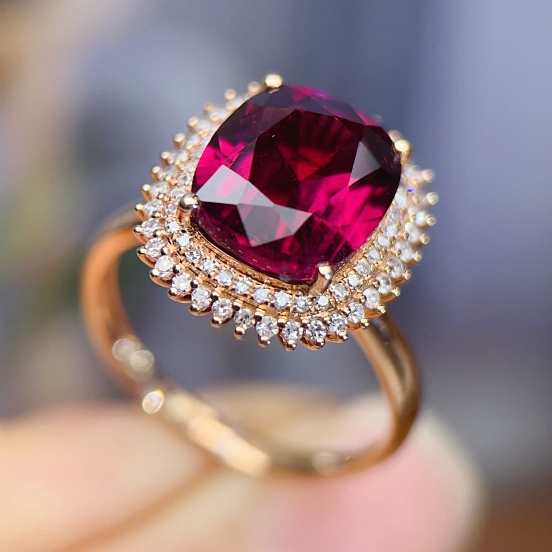 14k Gold 4.14 Ctw Natural Tourmaline & Diamond Ring - 4