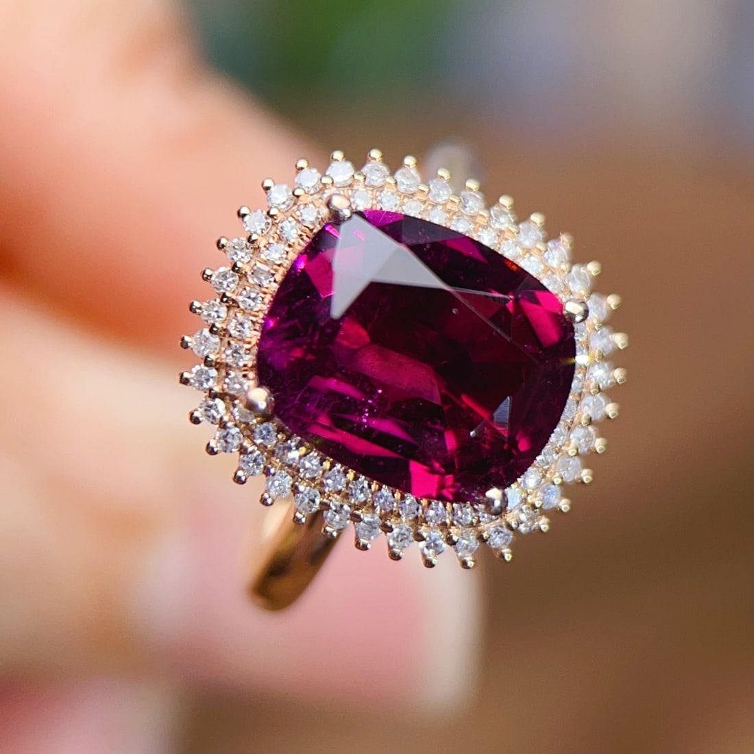 14k Gold 4.14 Ctw Natural Tourmaline & Diamond Ring - 5