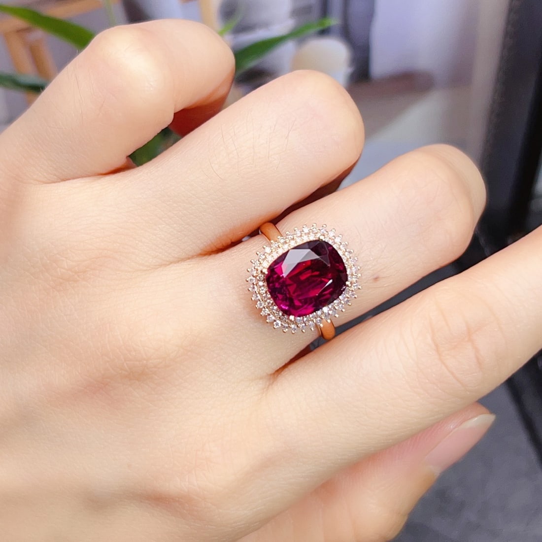 14k Gold 4.14 Ctw Natural Tourmaline & Diamond Ring - 6