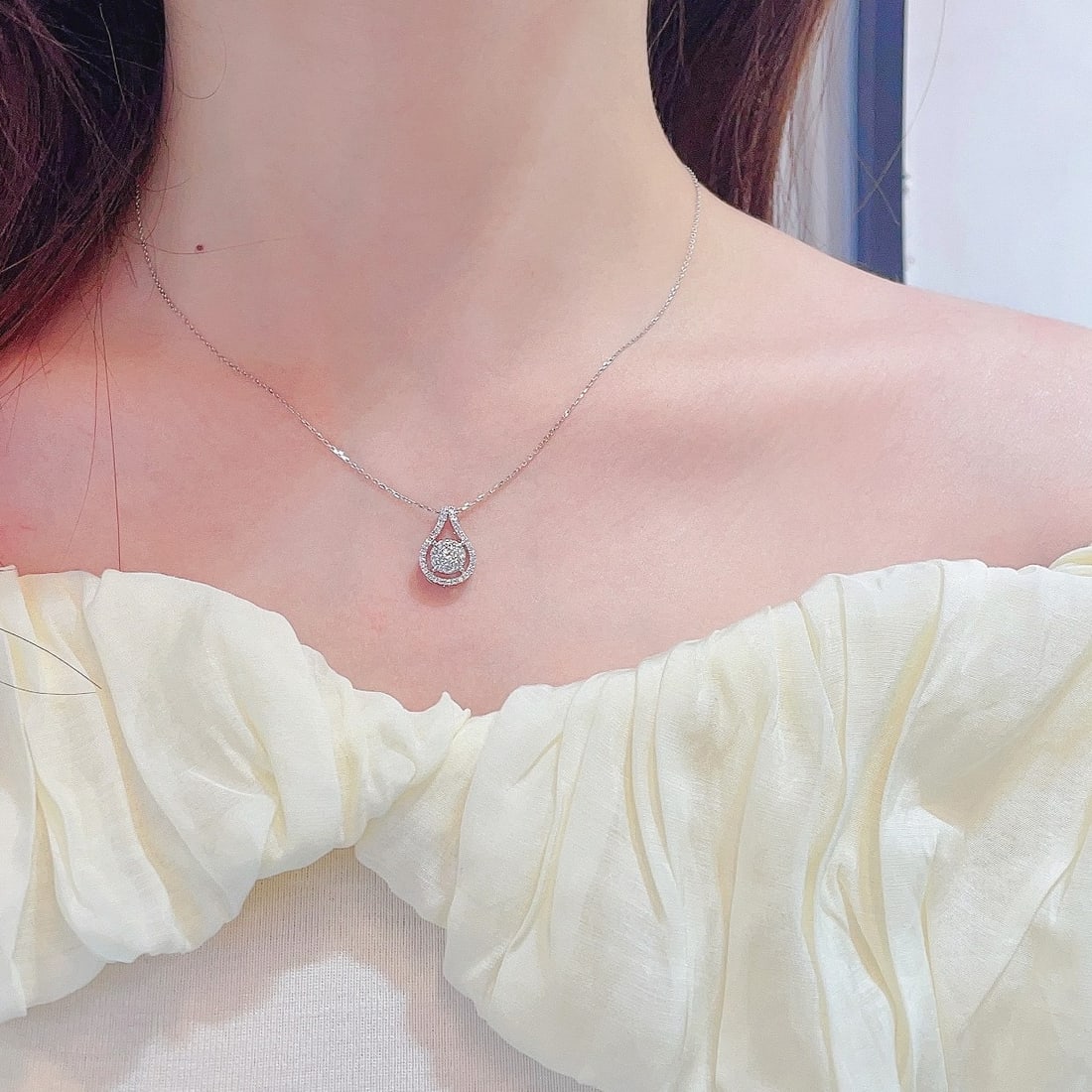 14k Gold 0.50 Ct Natural H Diamond Necklace - 2