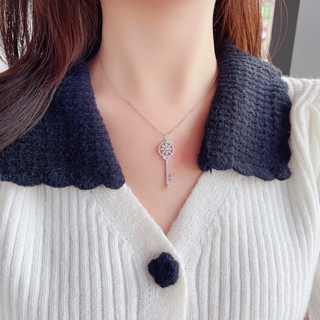 14k Gold 0.72 Ct Natural H Diamond Necklace - 4