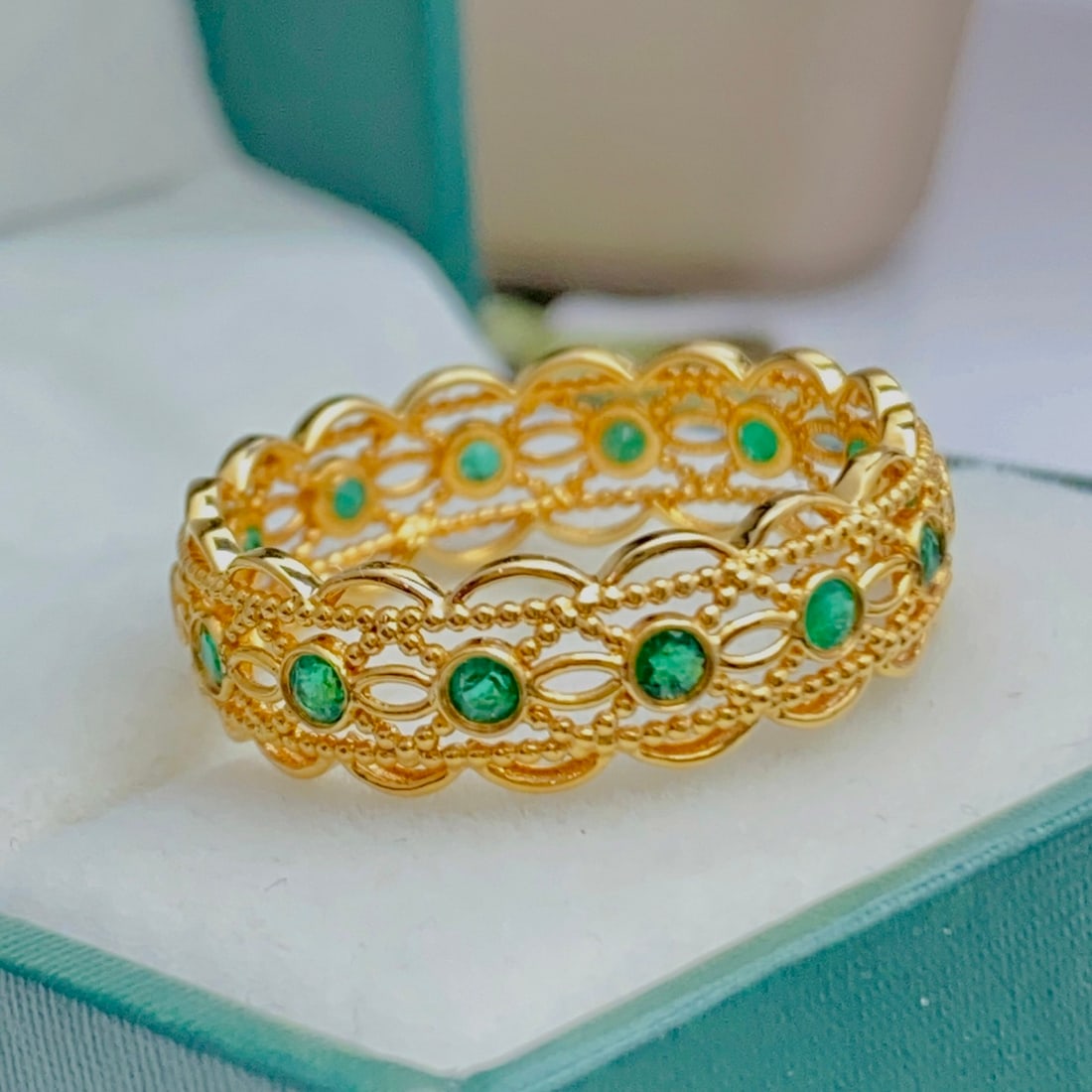 14k Gold 0.80 Ct Natural Emerald Ring - 3