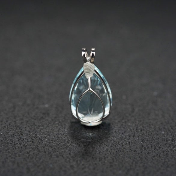 14k Gold 5.56 Ct Natural Aquamarine & Diamond Pendant( Without Chain ) - 5