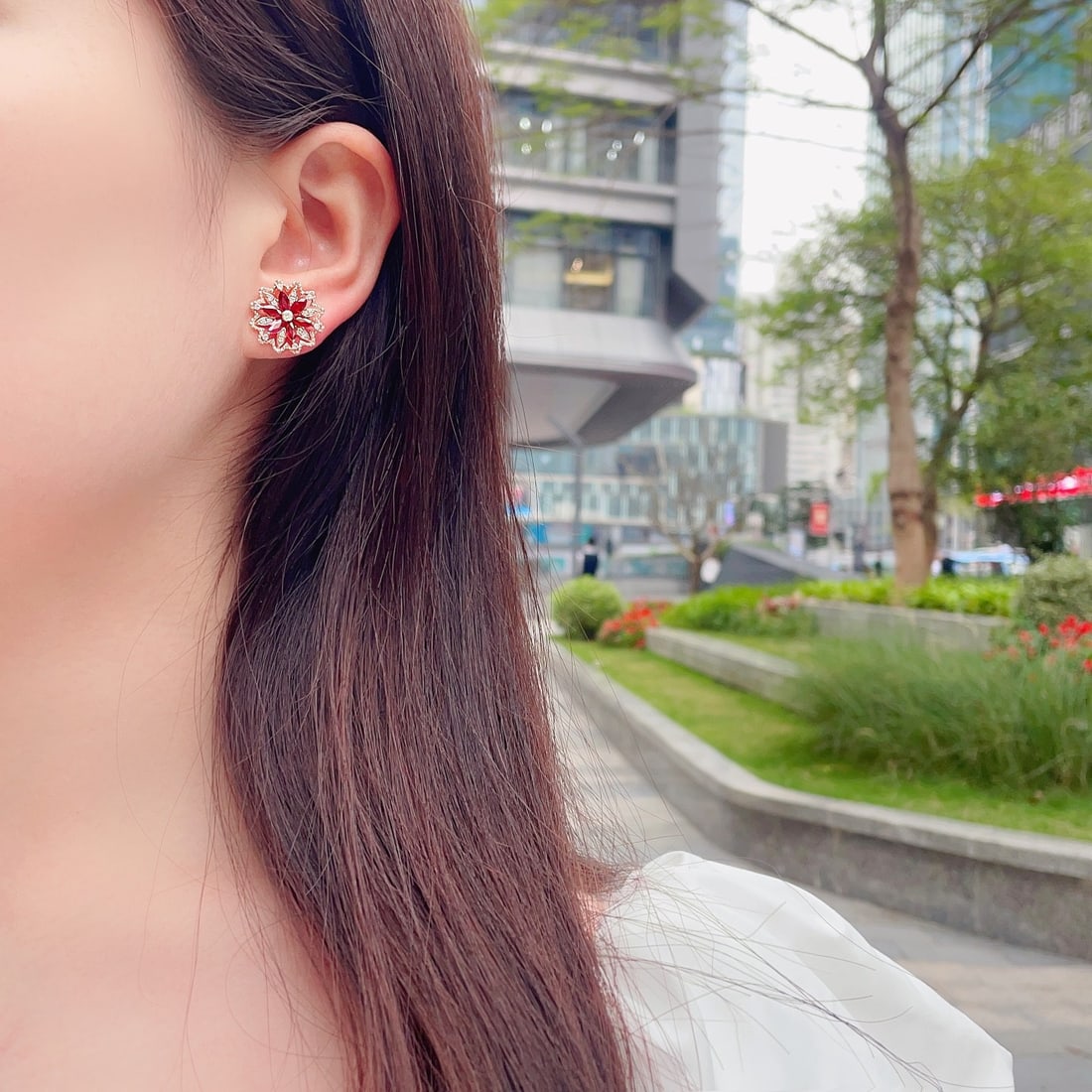 14k Gold 2.40 Ctw Natural Ruby & Diamond Earrings - 2