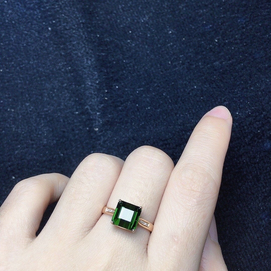 14k Gold 3.29 Ct Natural Tourmaline & Diamond Ring - 3