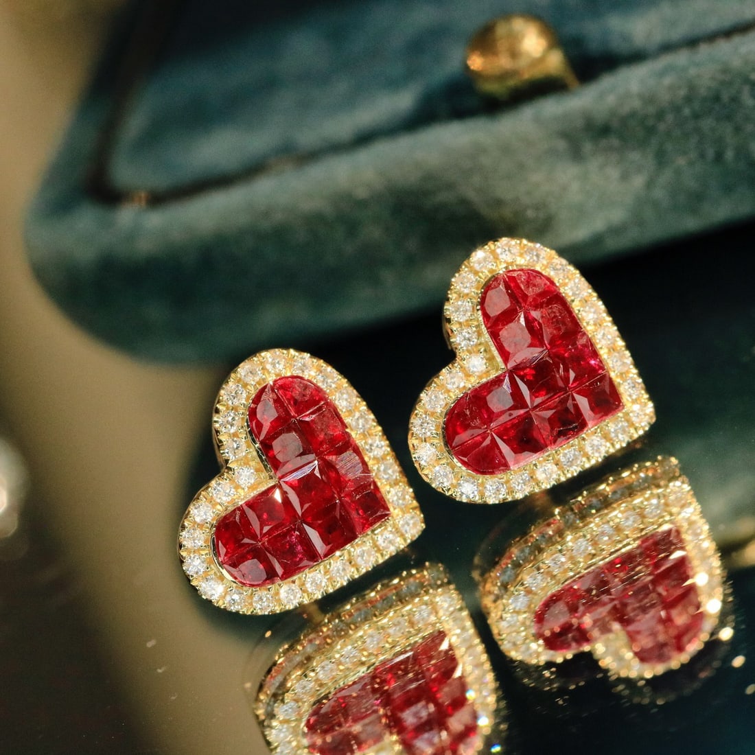 14k Gold 1.64 Ctw Natural Ruby & Diamond Earrings - 2