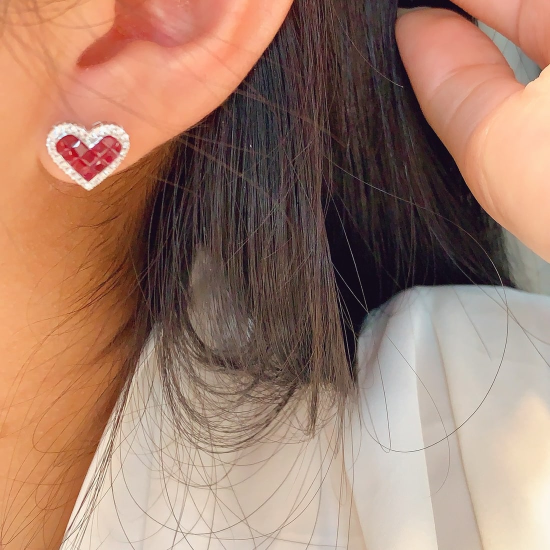 14k Gold 1.64 Ctw Natural Ruby & Diamond Earrings - 5