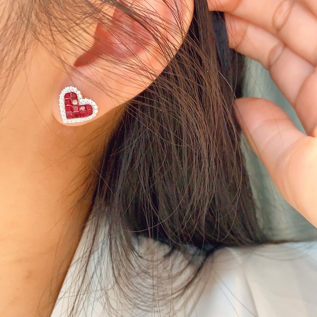 14k Gold 1.64 Ctw Natural Ruby & Diamond Earrings - 6