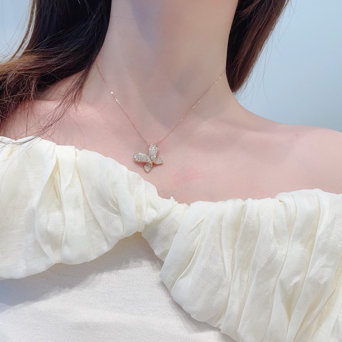 14k Gold 0.83 Ct Natural H Diamond Necklace - 4