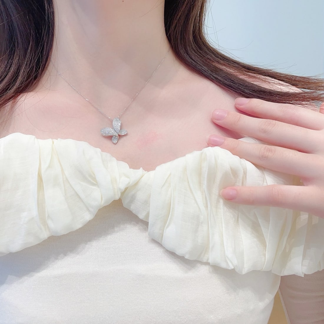 14k Gold 0.83 Ct Natural H Diamond Necklace - 5