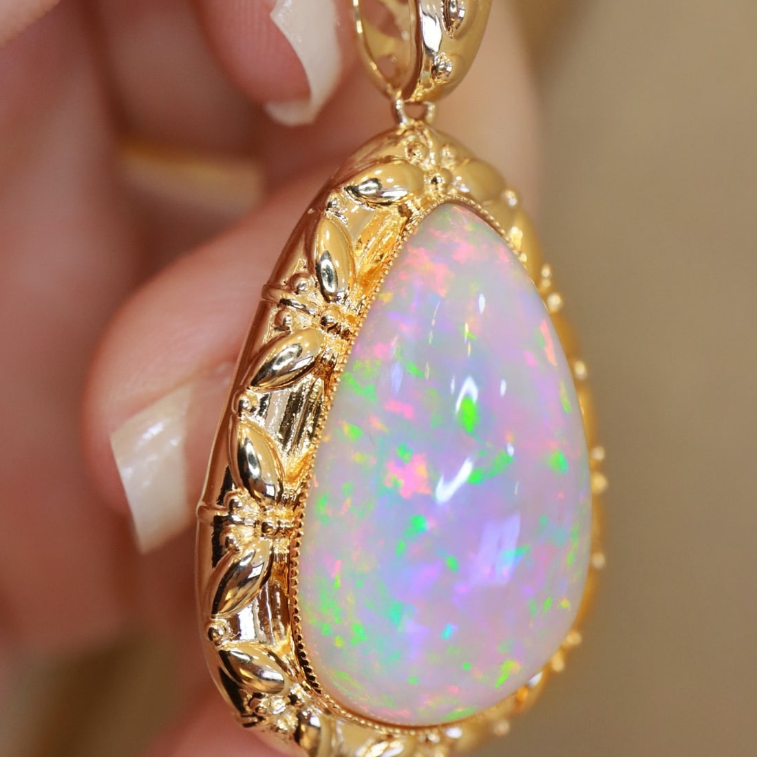 14k Gold 20.46 Ct Natural Opal Pendant( Without Chain ) - 3