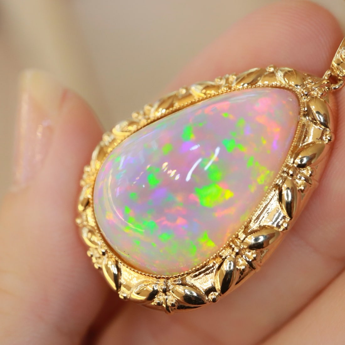 14k Gold 20.46 Ct Natural Opal Pendant( Without Chain ) - 4