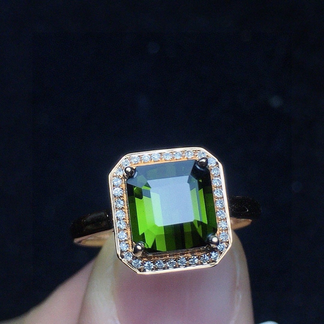 14k Gold 2.49 Ct Natural Tourmaline & Diamond Ring - 2