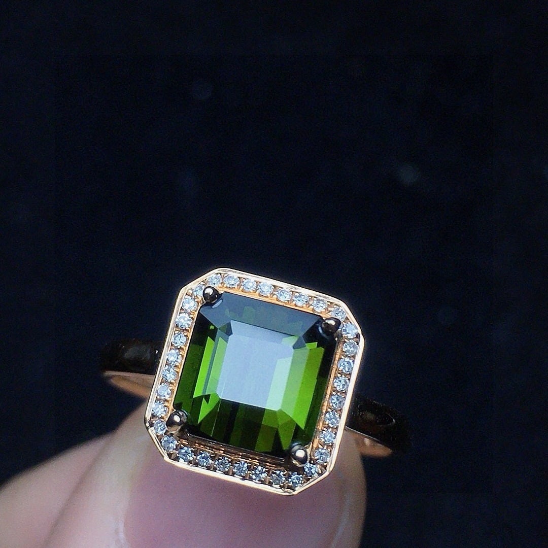 14k Gold 2.49 Ct Natural Tourmaline & Diamond Ring - 3