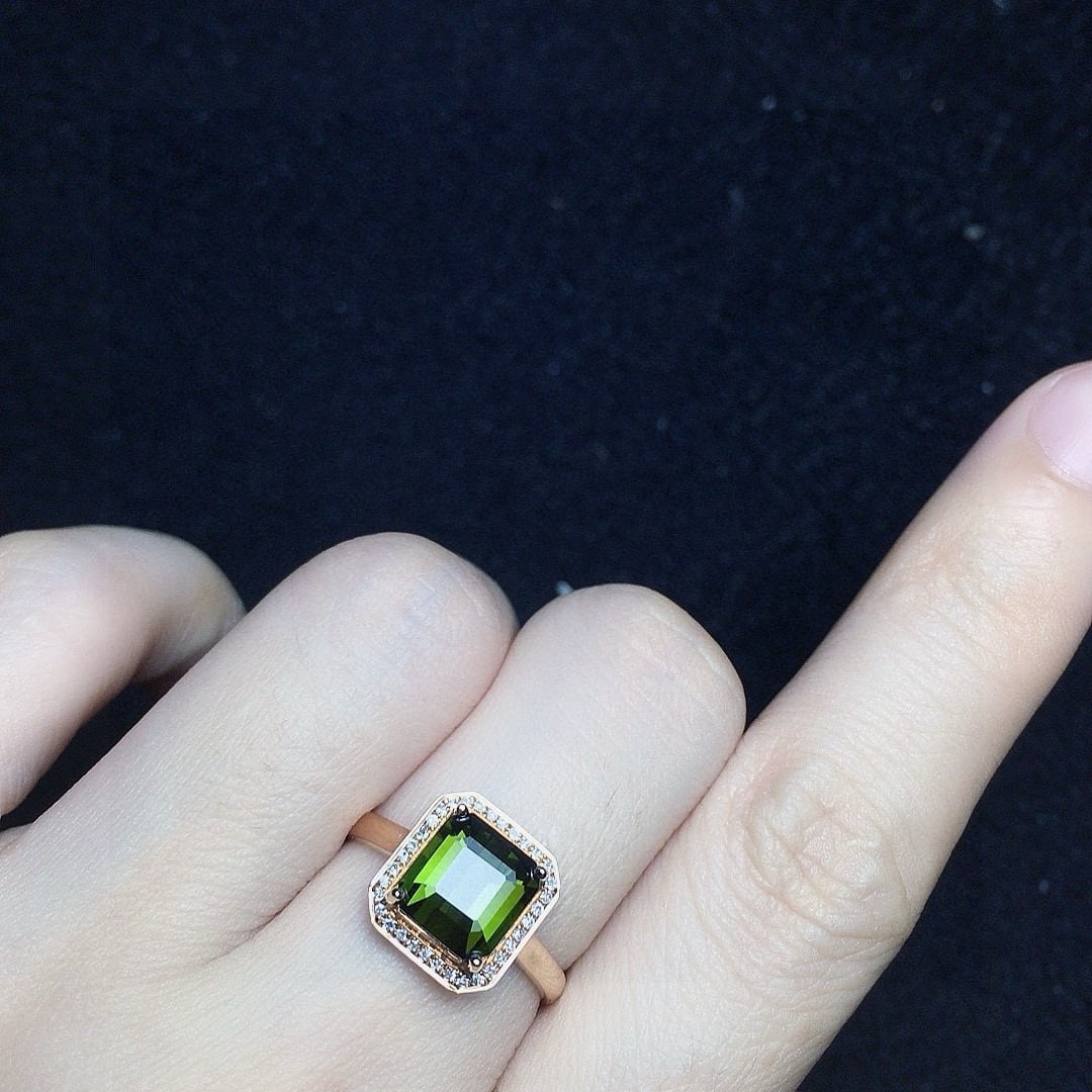 14k Gold 2.49 Ct Natural Tourmaline & Diamond Ring - 4