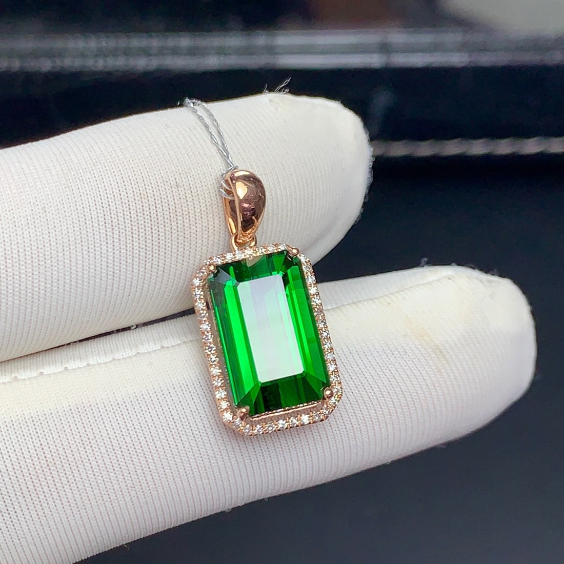 14k Gold 5.7 Ct Natural Tourmaline & Diamond Pendant( Without Chain ) - 5