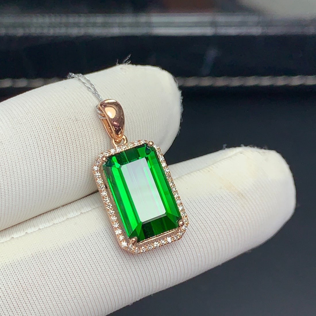 14k Gold 5.7 Ct Natural Tourmaline & Diamond Pendant( Without Chain ) - 6