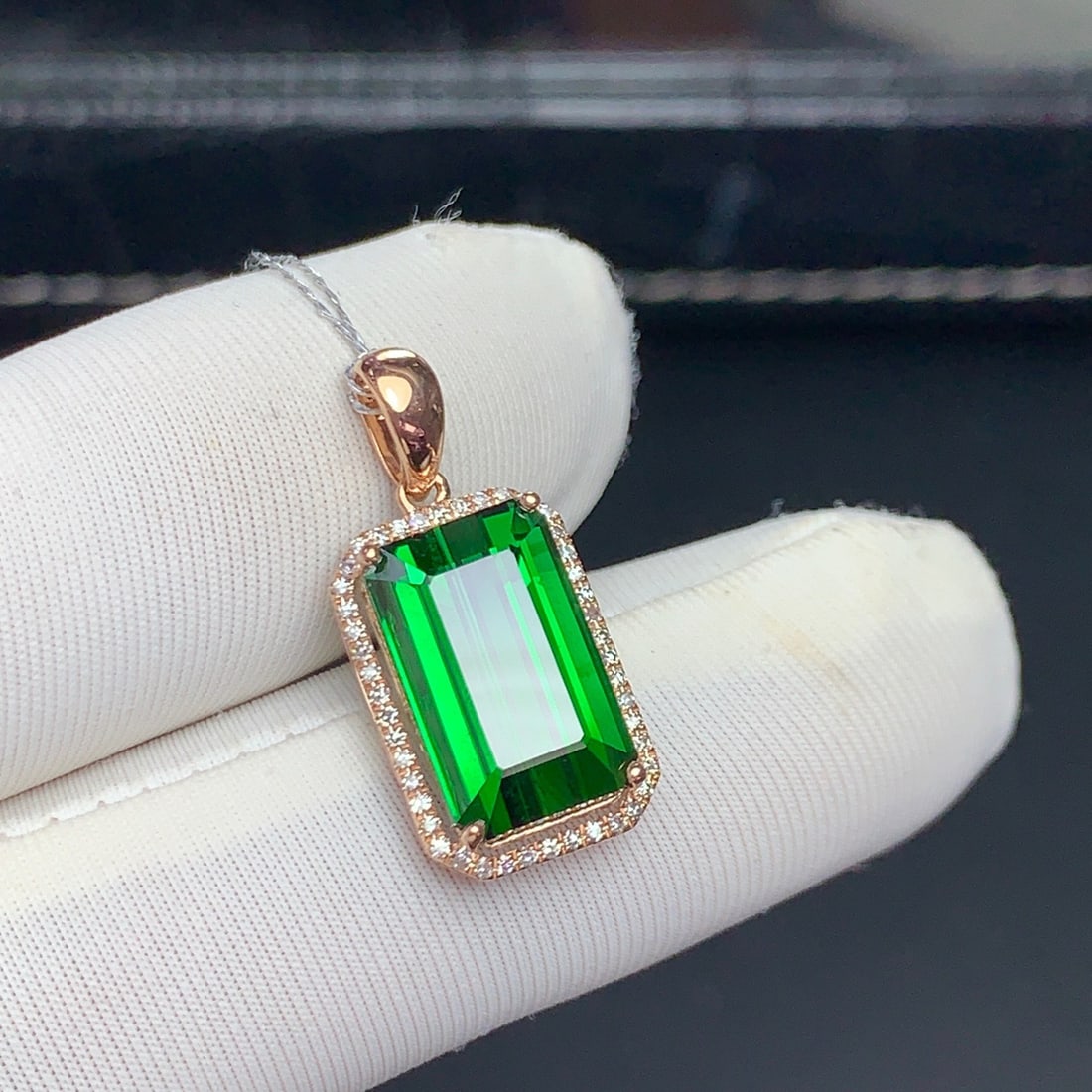 14k Gold 5.7 Ct Natural Tourmaline & Diamond Pendant( Without Chain ) - 7