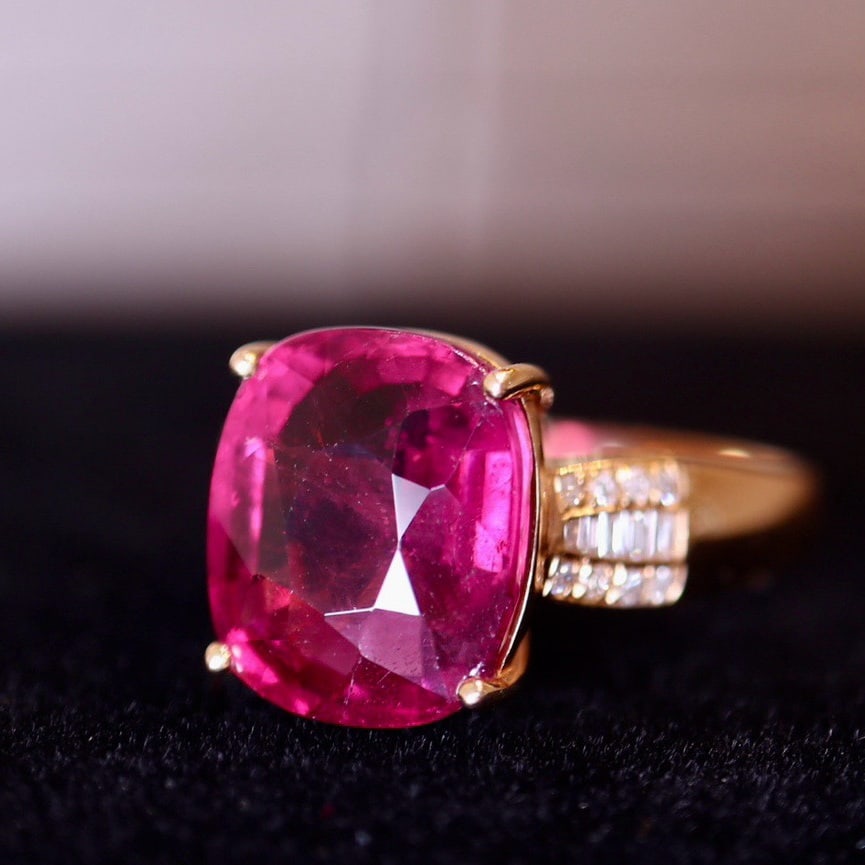 14k Gold 5.56 Ct Natural Tourmaline & Diamond Ring - 3