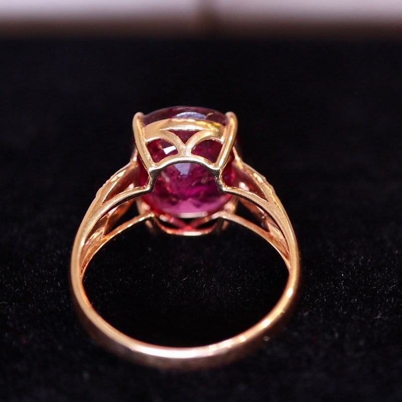 14k Gold 5.56 Ct Natural Tourmaline & Diamond Ring - 5