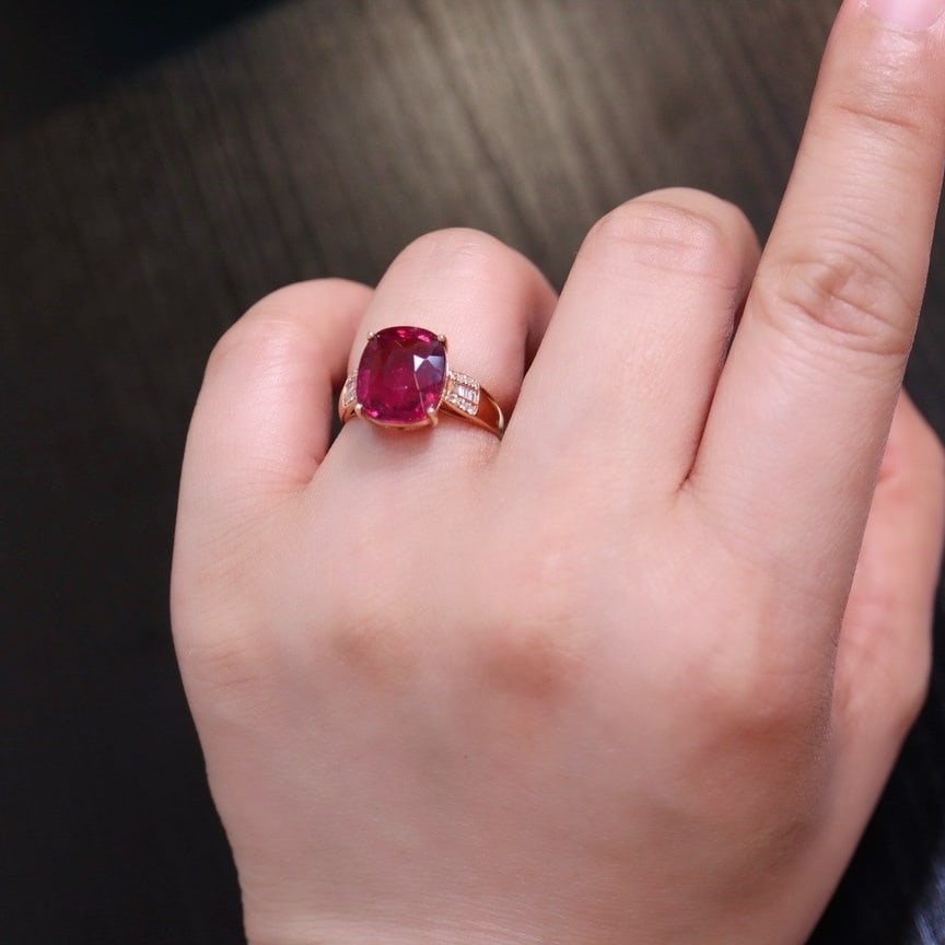 14k Gold 5.56 Ct Natural Tourmaline & Diamond Ring - 6