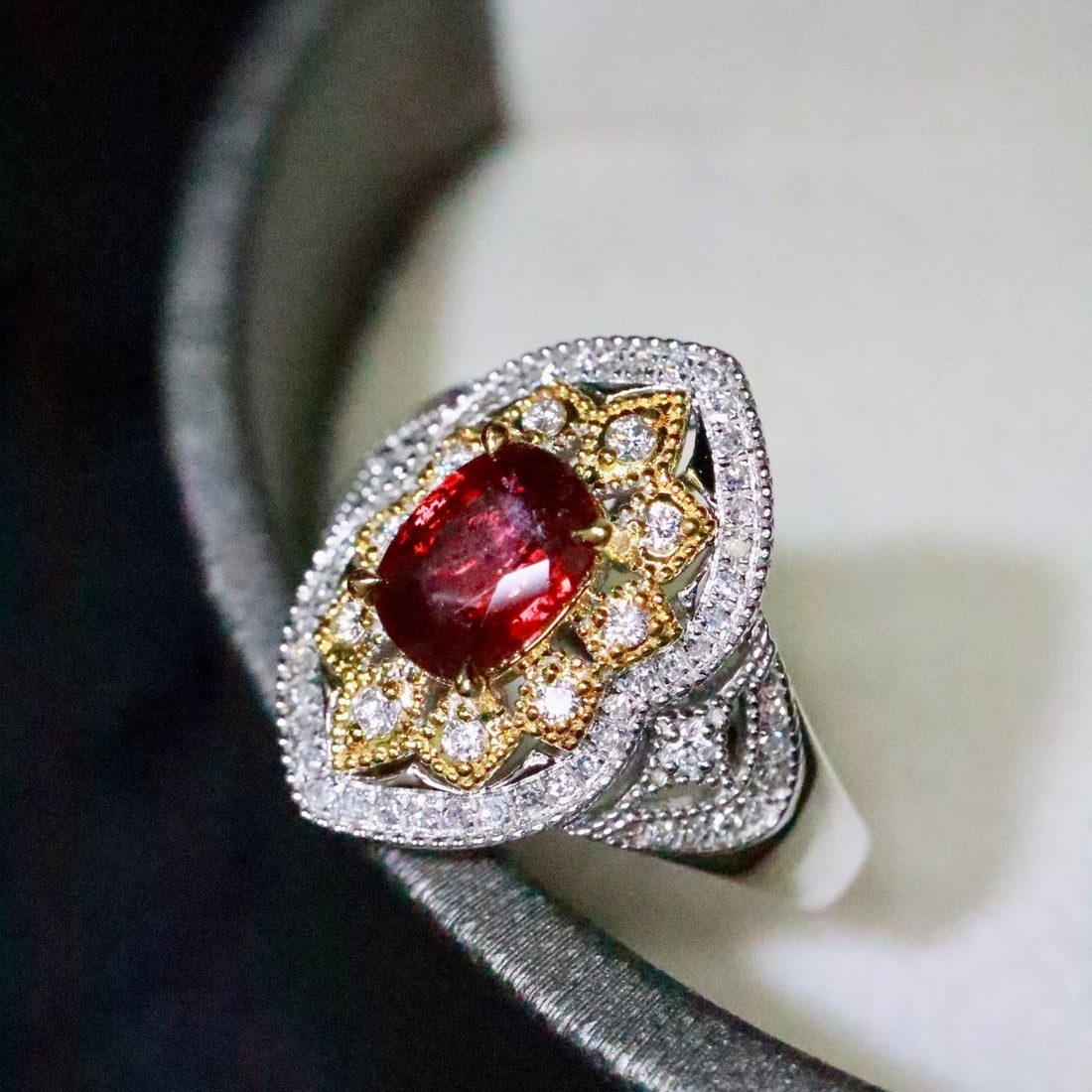 14k Gold 1.66 Ctw Natural Ruby & Diamond Ring - 2