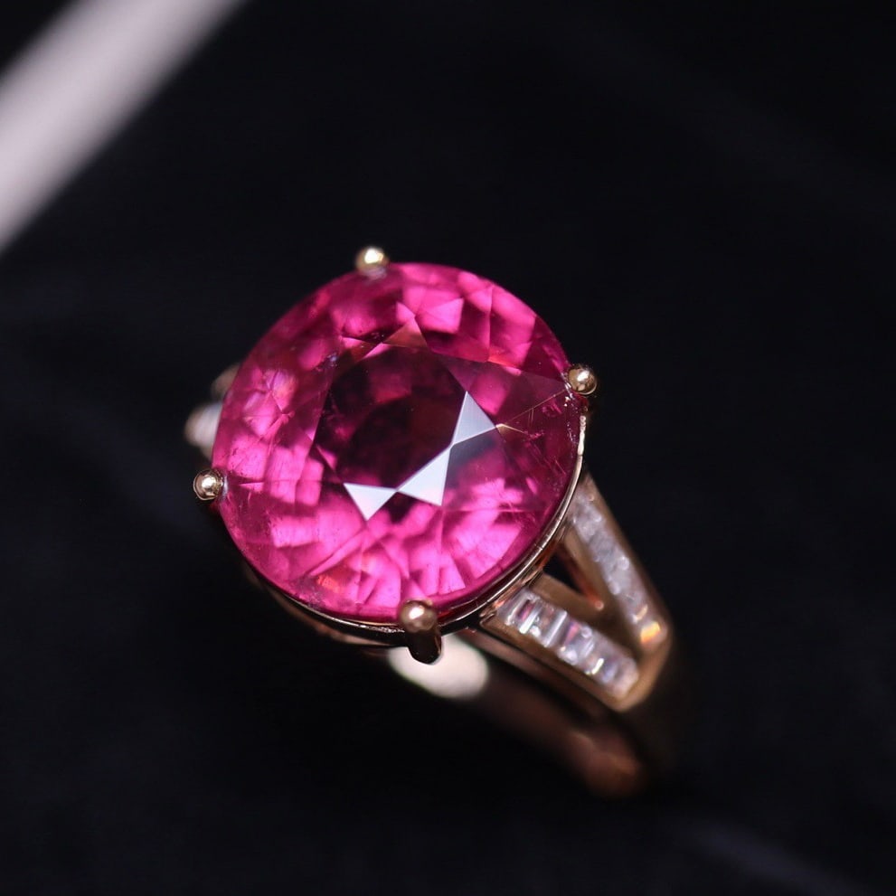 14k Gold 5.82 Ct Natural Tourmaline & Diamond Ring - 3