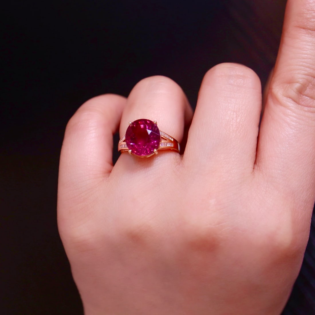 14k Gold 5.82 Ct Natural Tourmaline & Diamond Ring - 6