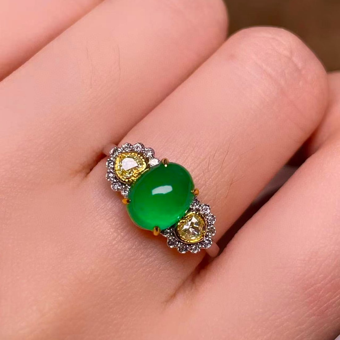 14k Gold 2.00 Ctw Natural Emerald & Yellow Diamond Ring - 5