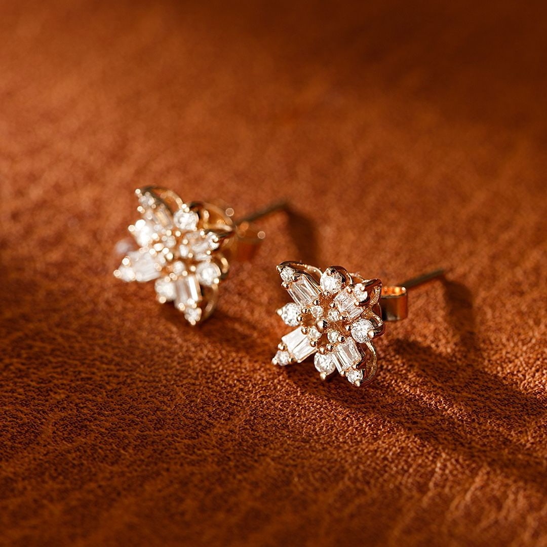 14k Gold 0.30 Ctw Natural H Diamond Earrings - 4