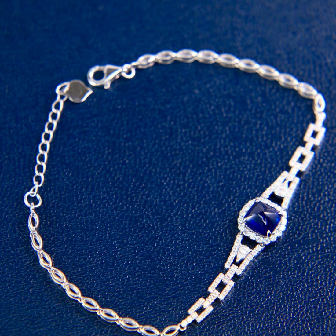 14k Gold 2.15 Ctw Vivid Blue Natural Sapphire & Diamond Bracelet - 5