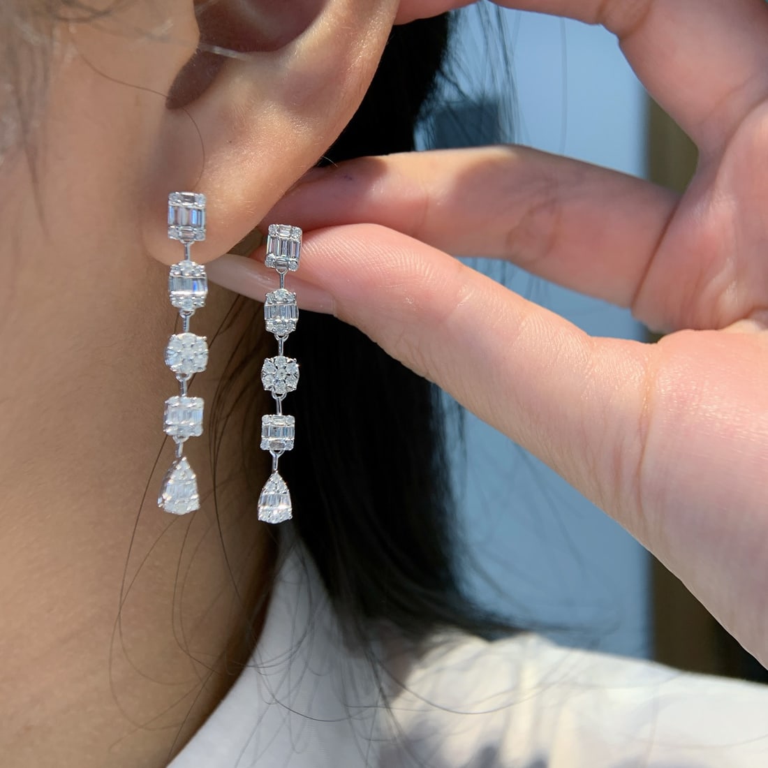 14k Gold 1 Ct Natural H Diamond Earrings - 5